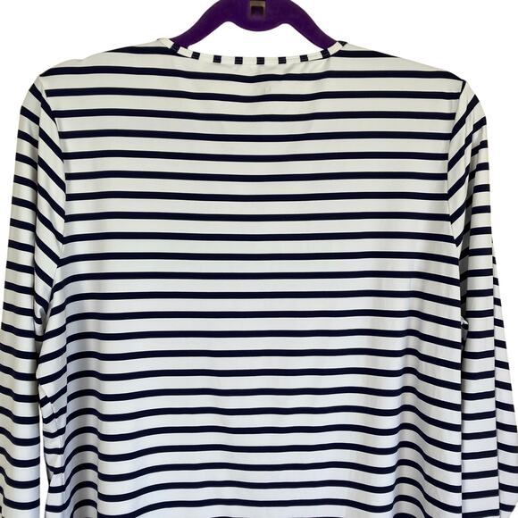 Lands’ End Womens Sz XL Nautical Striped Long Sleeve Rash Guard Top Nylon - Picture 7 of 15